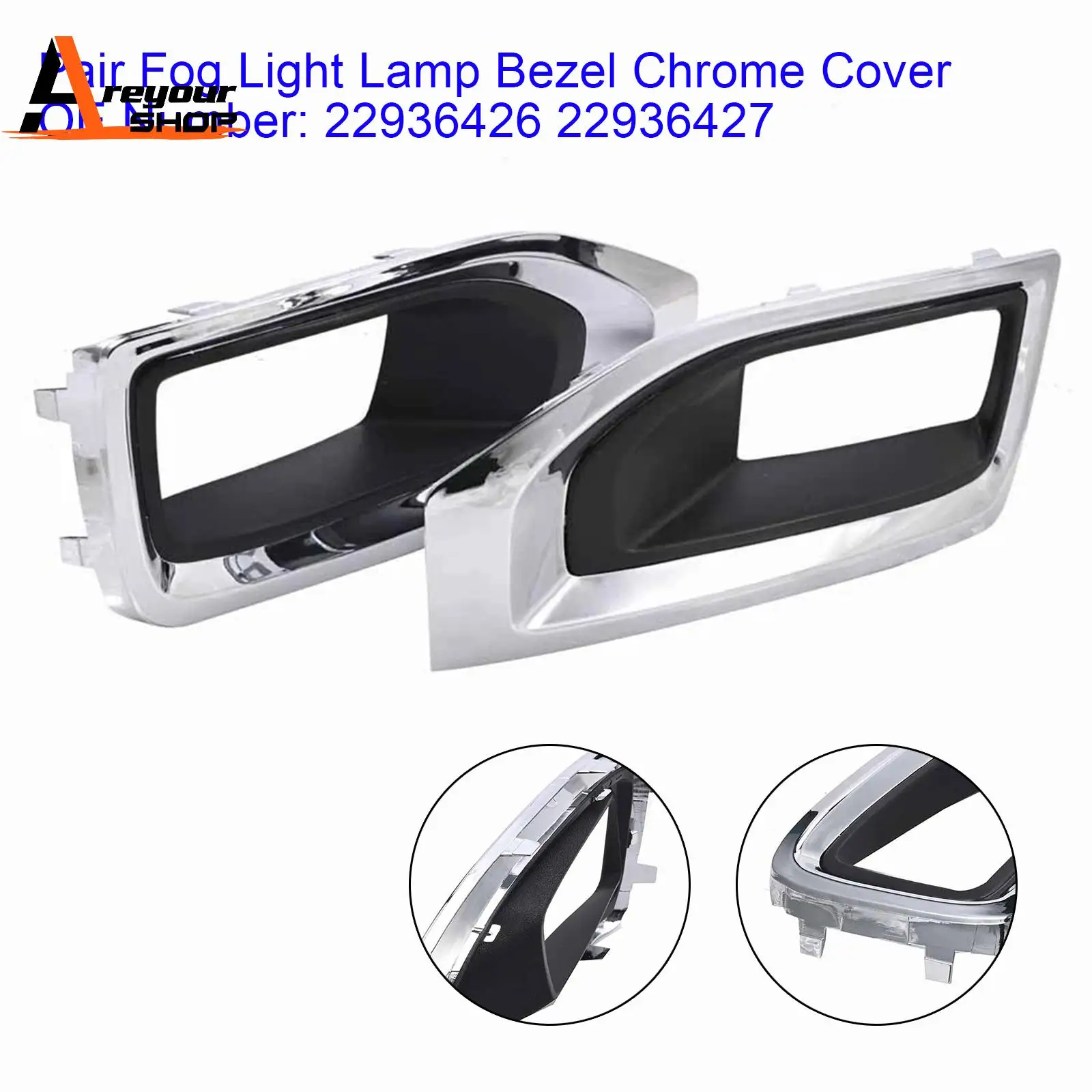 

Pair Fog Light Lamp Bezel Chrome Cover 22936426 22936427 for GMC Yukon 2015 2016 2017 2018 2019 2020