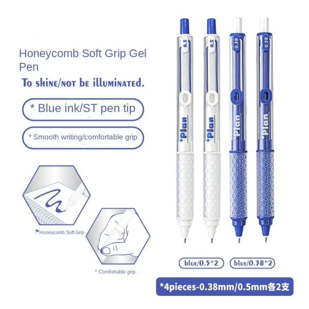 

4pcs/set Straight Liquid Soft Grip Press Gel Pen Large Capacity Stationery Liquid Rollerball Gel Pen 0.5mm Black/Red/Blue Ink