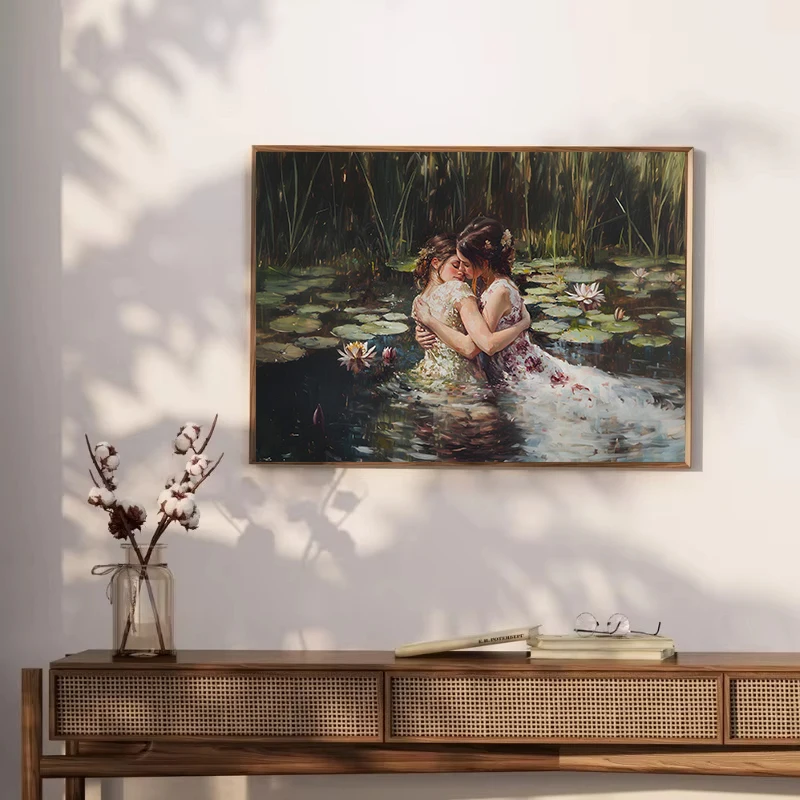 الفيكتوري مثليه القوطية الأساطير اليونانية فتاة زوجين Cottagecore المشارك حائط لوح رسم الفن صور ديكور المنزل الداخلي #5