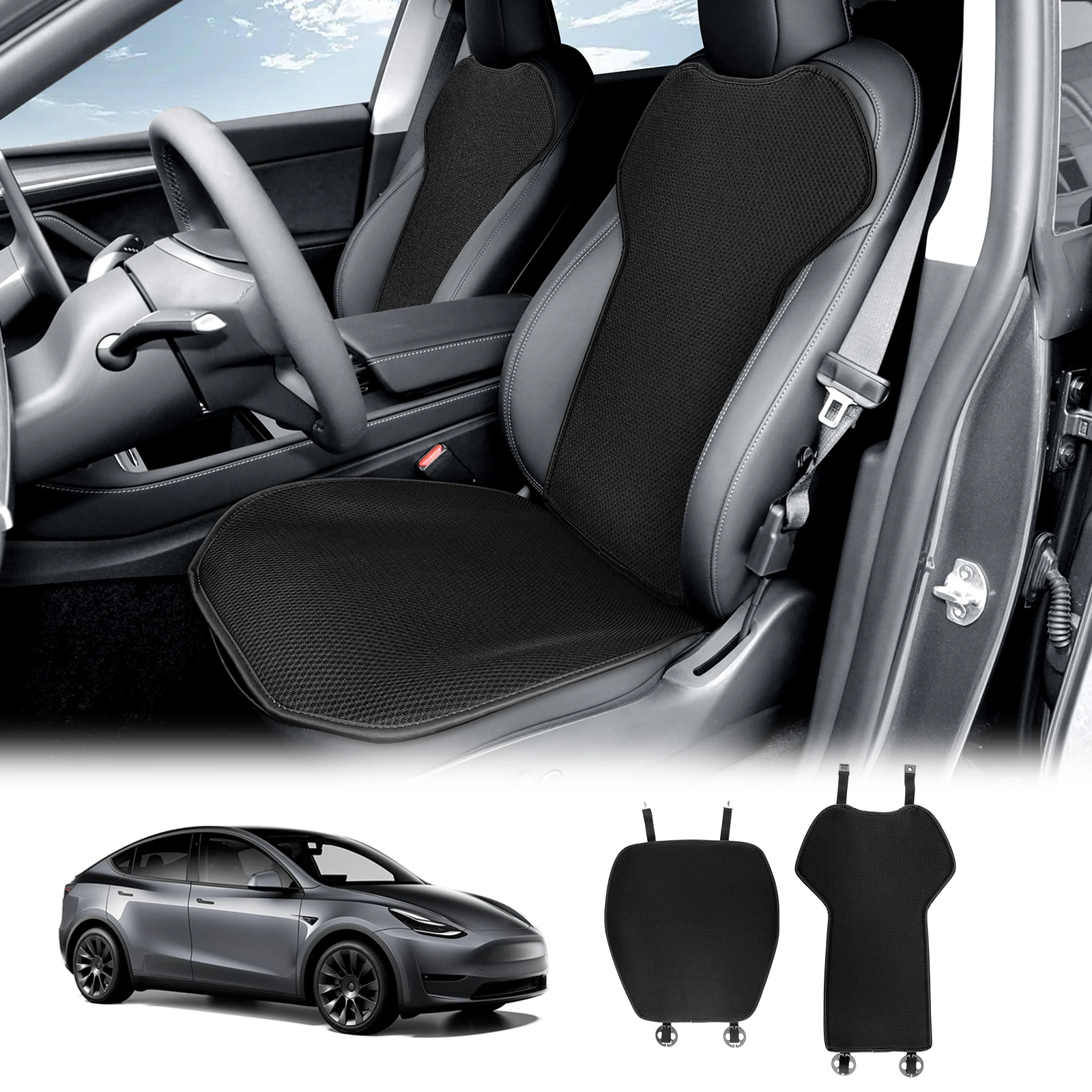 

for Tesla Model Y 2018-2024 Car Seat Cushion Breathable All Season Back Seat Pad Protector Cover Ice Silk Mats Accessories