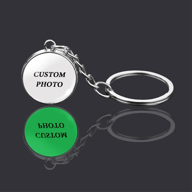 Diy Luminous Keychain Custom Logo Photo Glass Ball Key Chain Personalized Glow In The Dark Keyring for Family Friends Gift