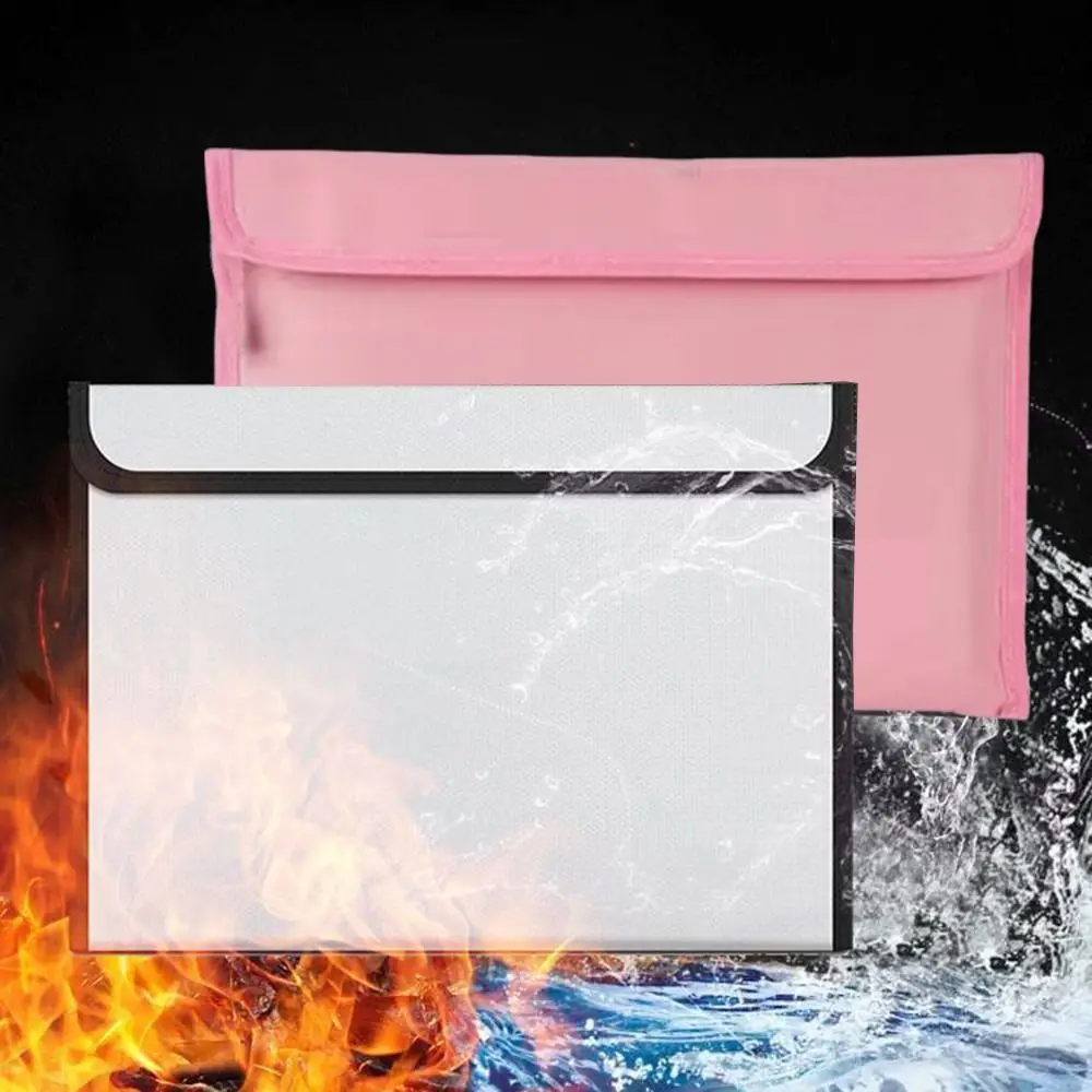 Zipper Closure Fireproof Document Bag Waterproof S/M/L Cash Safe Storage Pouch Double Layer Top Handle