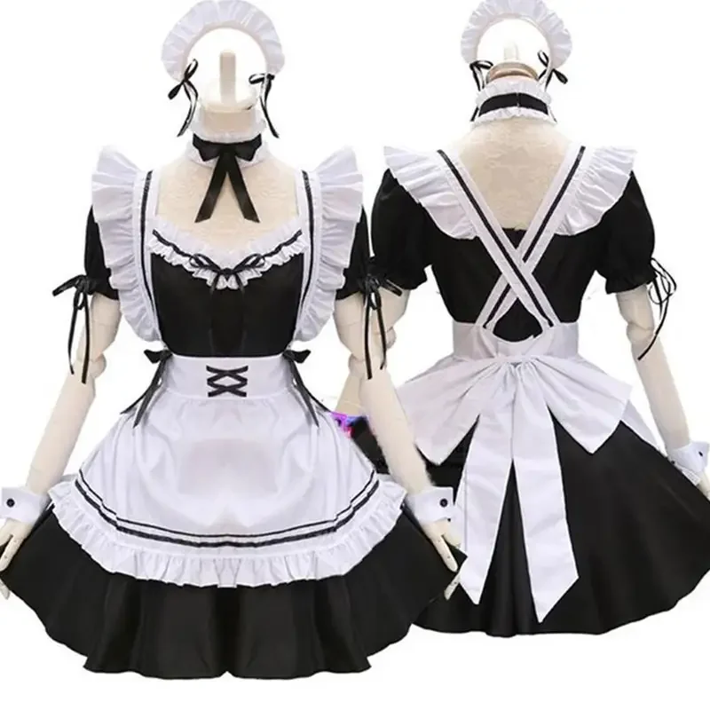 

Cosplay cute maid costume black white apron dress anime lolita dress long skirt Cafe costume cosplay cacama