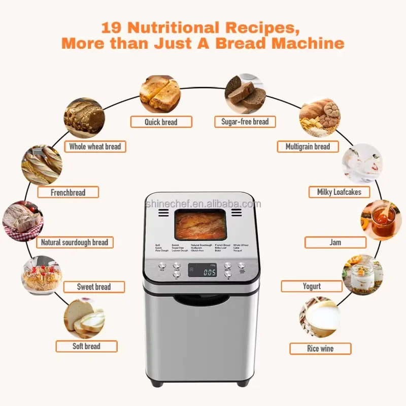 1.5L Fully Automatic Multifunctional Electric Bread Maker Digital Toast Bread Making Machine for Home Breakfast