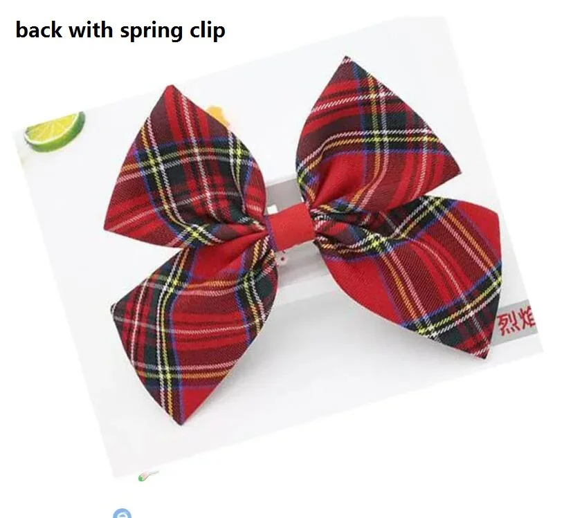 

30pcs/4inch Christmas Plaid Big Bow Spring Hairpin Fabric Hair Bow Alligator Hair Clip for Girls Women pinzas para el cabello