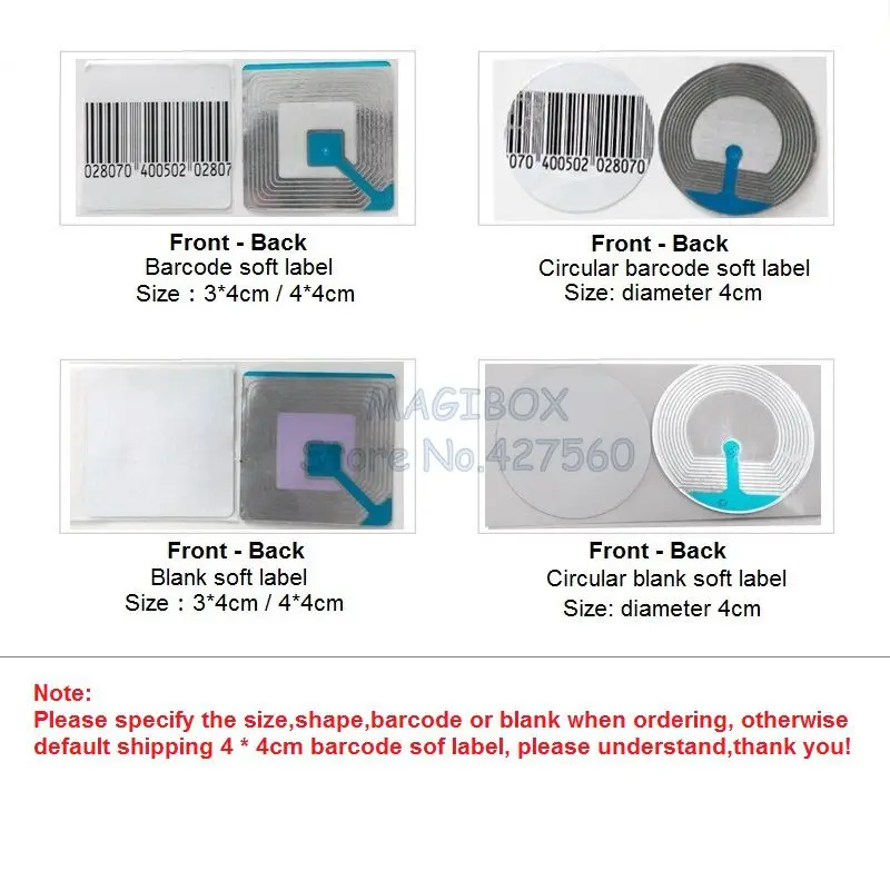 1000pcs/roll  8.2MHz RF Soft Label Security Anti-theft Tags RF Barcode Stickers ,EAS system