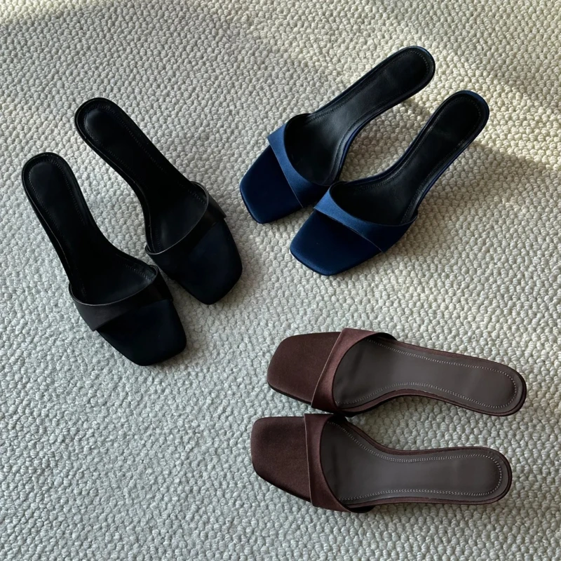 

Модные женские тапочки с открытым носком, новые пикантные женские удобные уличные шлепанцы на тонком высоком каблуке без шнуровки, уличные сандалии с открытым носком