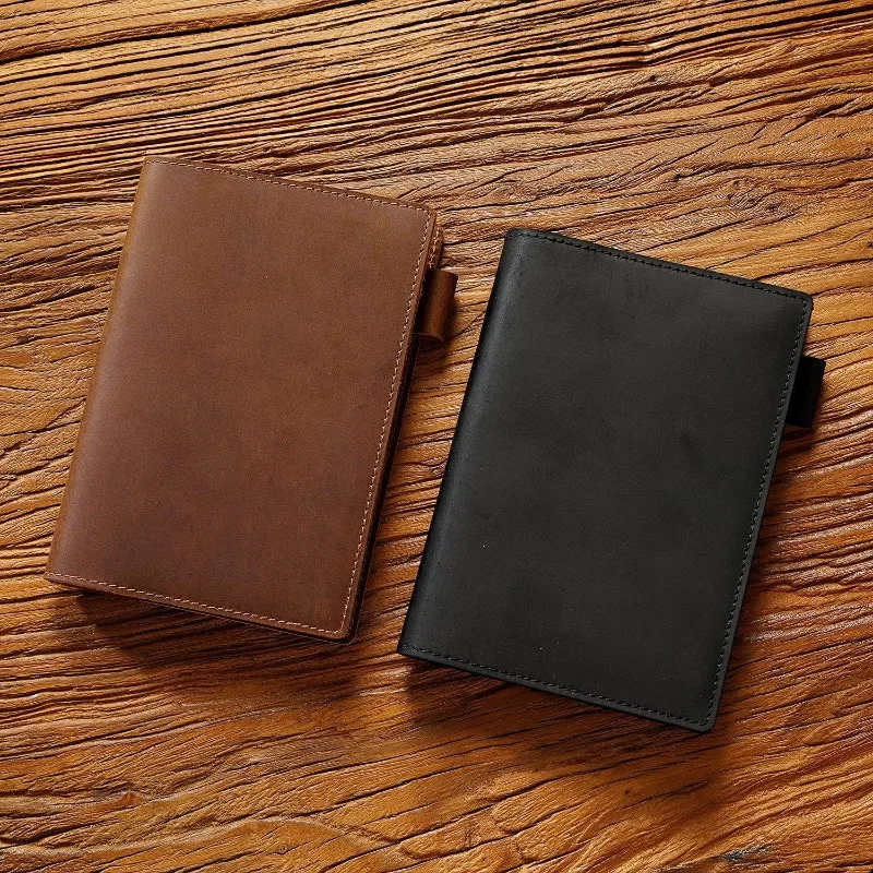 Retro Cowhide Fixed Page Hand Ledger Book Jacket A5 A6 Library Book Protection Cover Planners Notepad School Supplies Stationery view 3