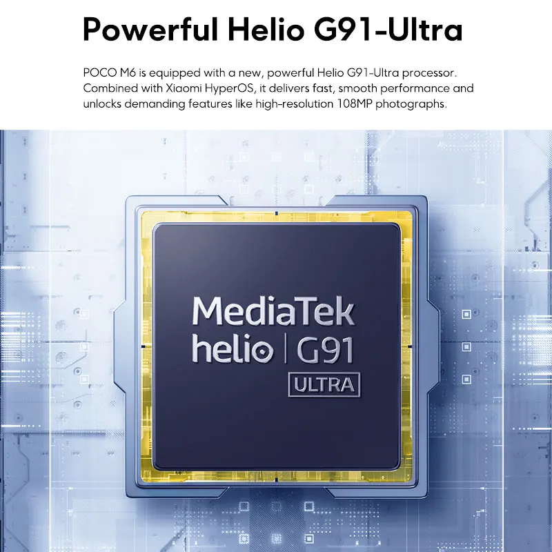 New POCO M6 Global Version Smartphone MediaTek Helio G91 Ultra 6.79\'\' 90Hz FHD+ Display 108MP Camera 33W Fast Charging NFC