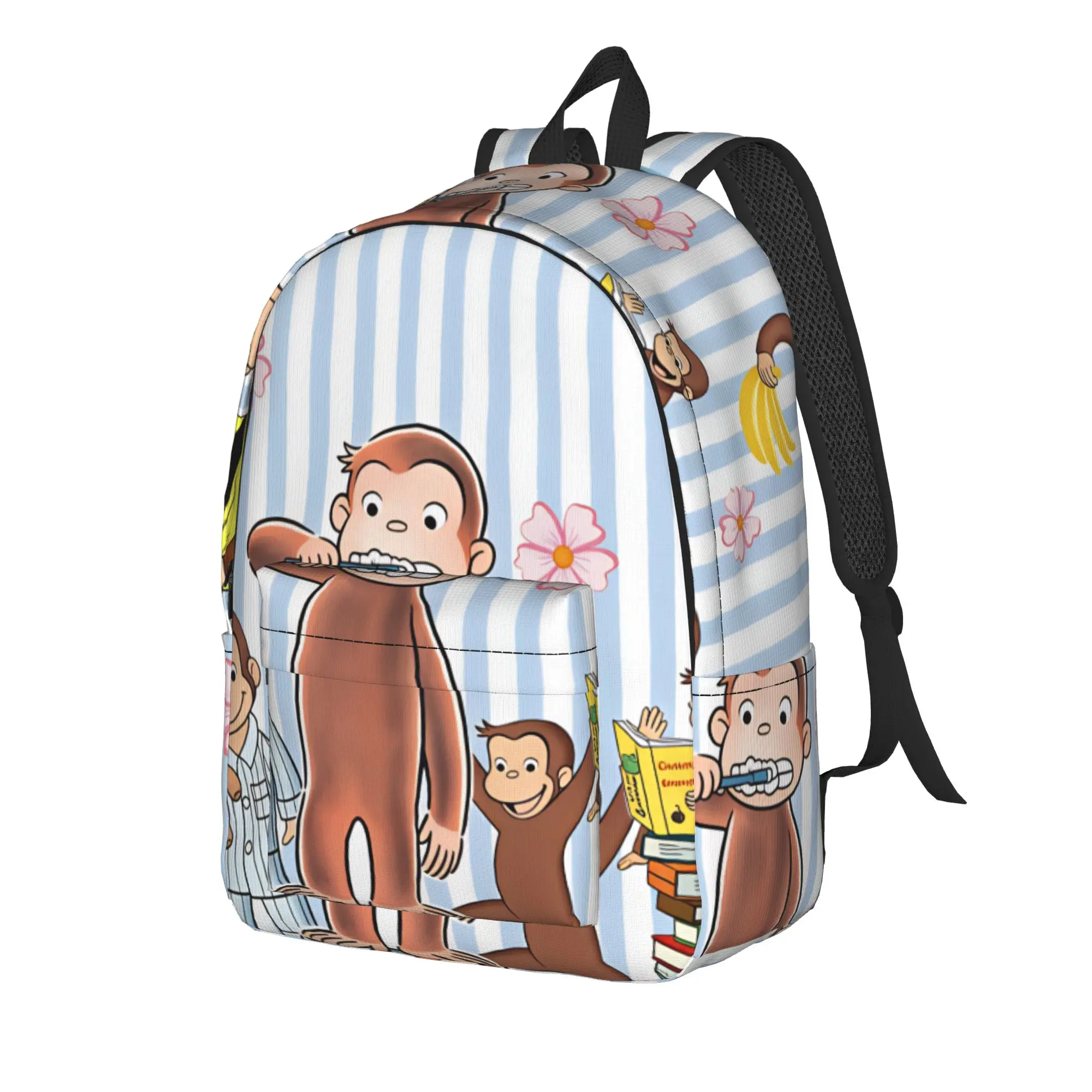 C-Curious George Backpack  Kawaii Backpacks Men College Lightweight School Bags Designer Rucksack