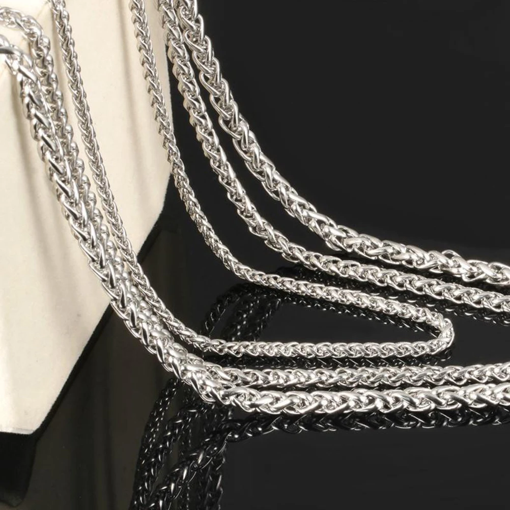 

3mm Men's Titanium Steel Necklace Polished Silver Chain 45cm Comfortable Stand Out Men's Necklaces Metal Chain