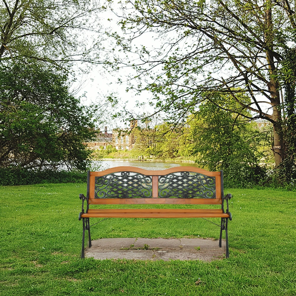 49 "Tuinbank Buitenterras Park Stoel Meubels Hardhouten Latten Gietijzeren Frame