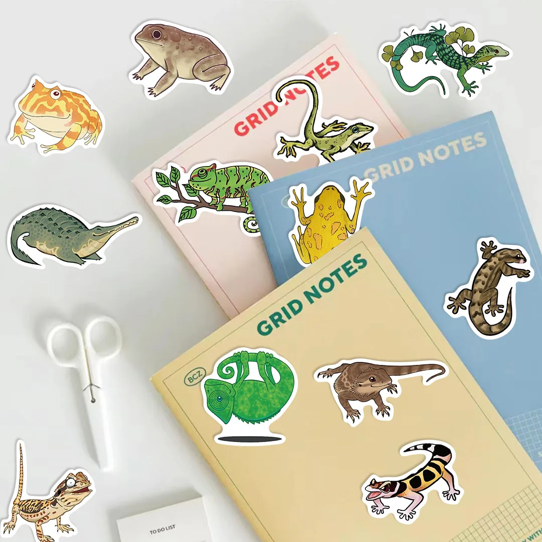 50pcs Cool Lizard Stickers Reptile Funny Animals Decals Graffiti Toys DIY Laptop Luggage Phone Fridge Suitcase