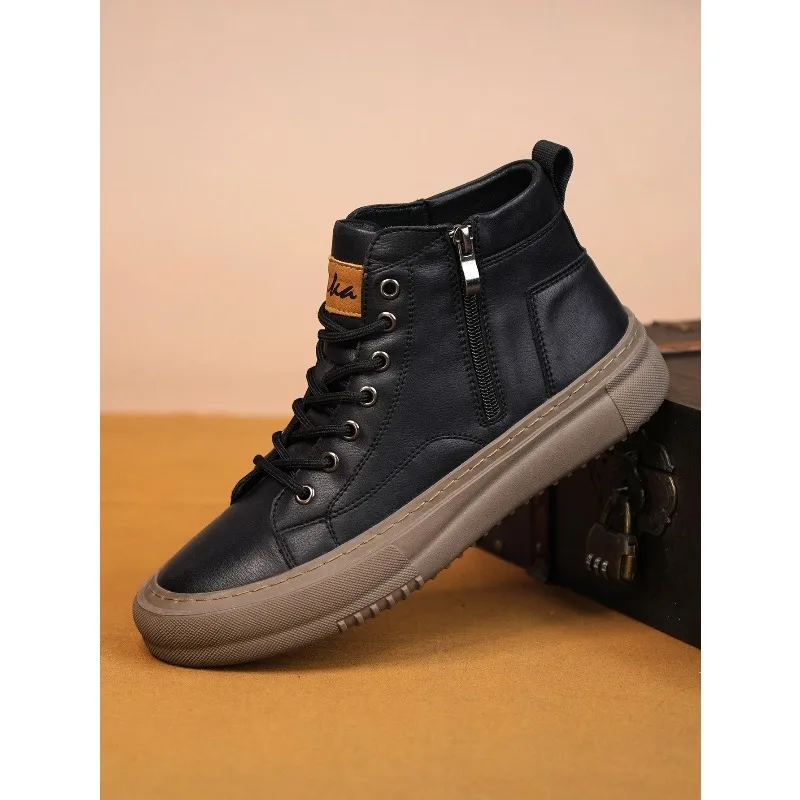 Men's Spring Autumn White Shoes New Trendy Versatile High-Top Sneakers Summer Fashion Casual Breathable and Durable