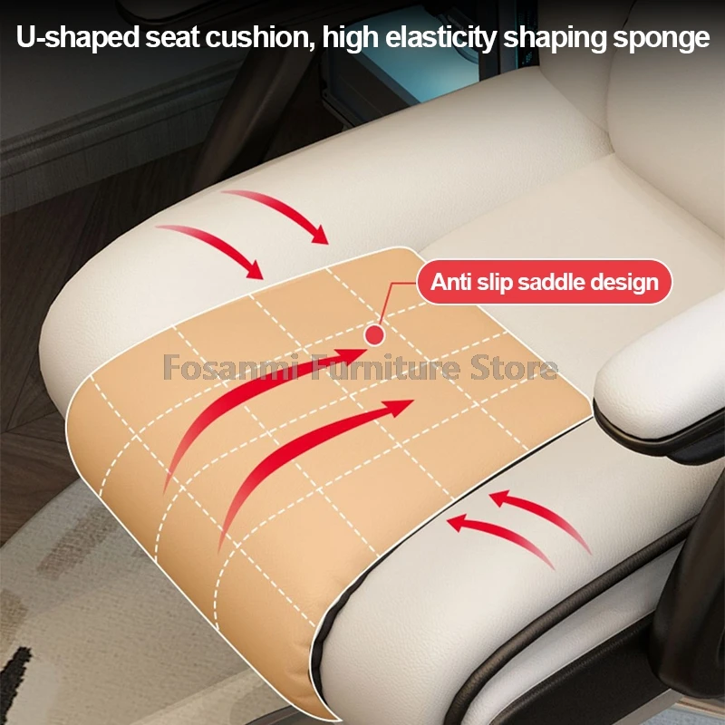 Sedia da gioco ergonomica Sedia da scrivania per ufficio domestico Sedia da computer girevole reclinabile regolabile in pelle con cuscino in spugna e rotolamento