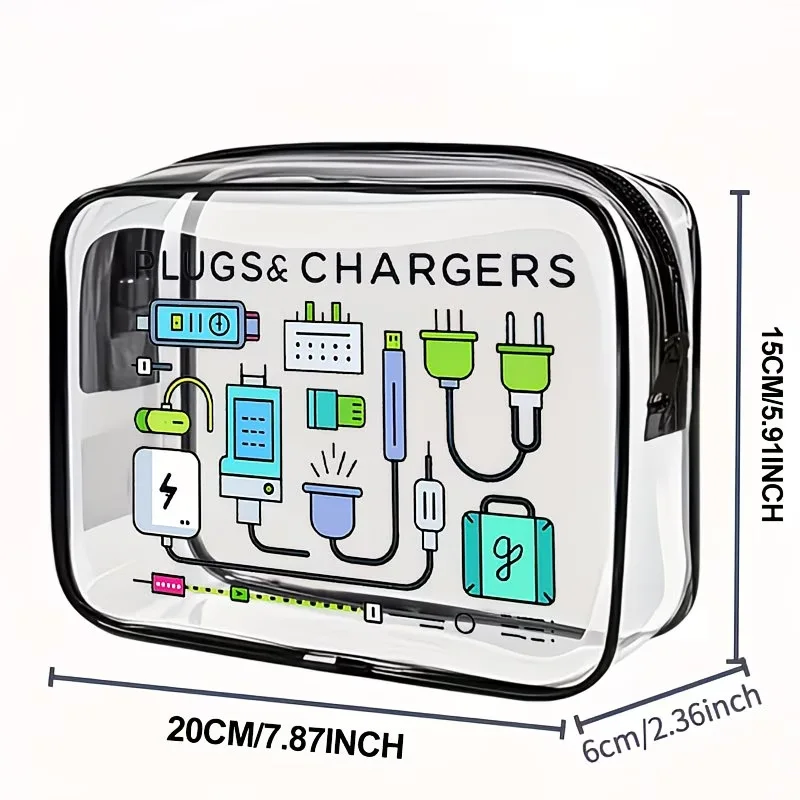 Clear Zipper Tote Bag - Multipurpose Transparent Carry Case for Toiletries, Makeup, Electronics. Ideal for Travel, Gym, Airport.