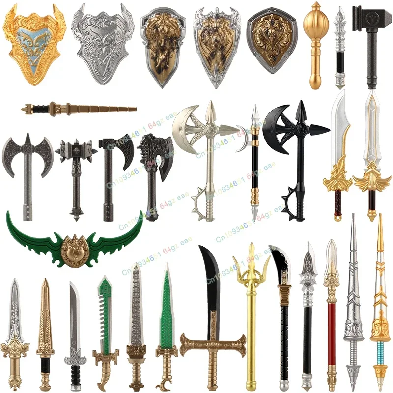 หอกดาบ SHIELD ค้อนโบว์ขวานอุปกรณ์เสริมเครื่องมือ Carrier ตัวเลขอัศวินยุคกลางอาวุธอาคารบล็อกของเล่นเด็ก