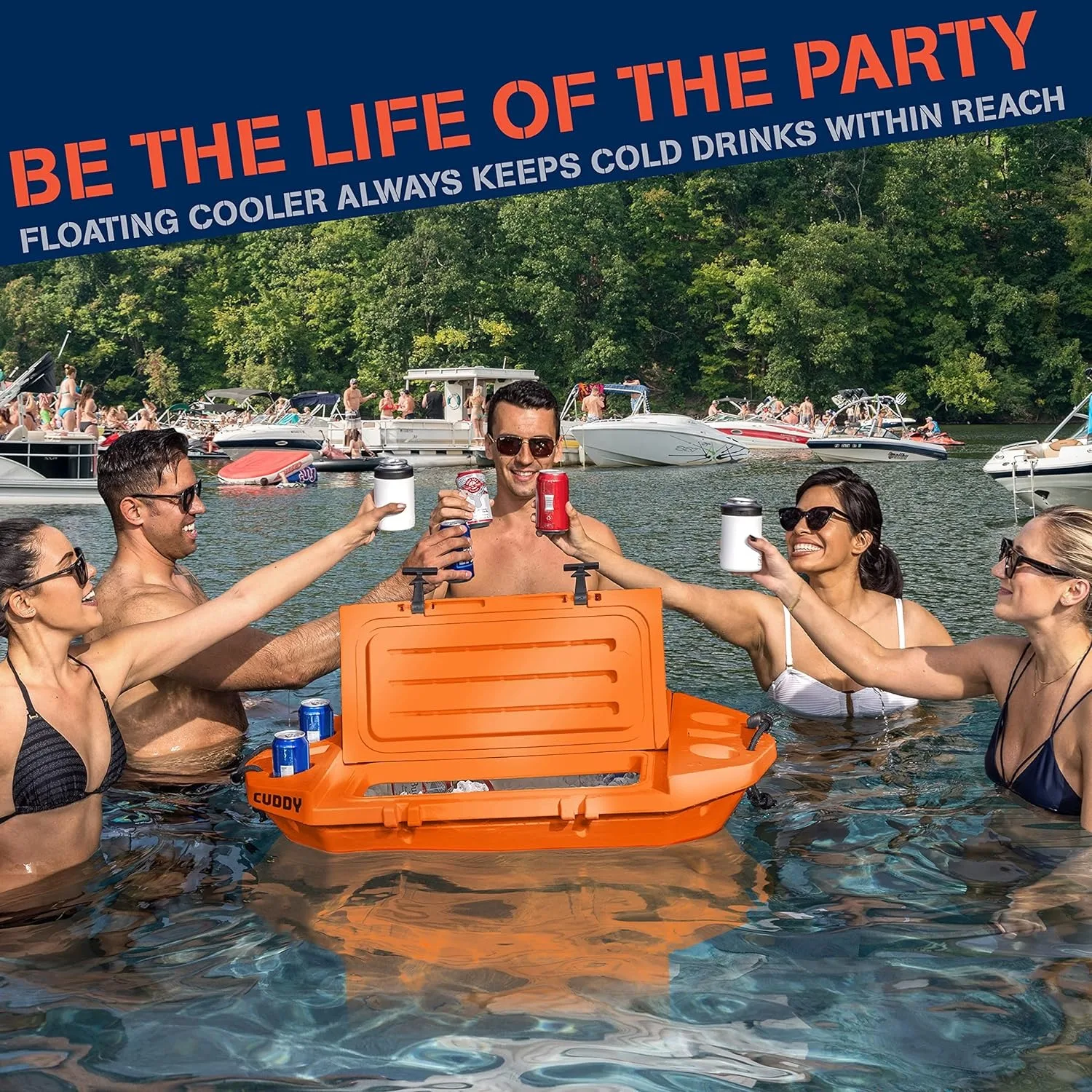 Cuddy Floating Cooler and Dry Storage Vessel – 40QT – Amphibious Hard Shell Design - Multiple Color Options