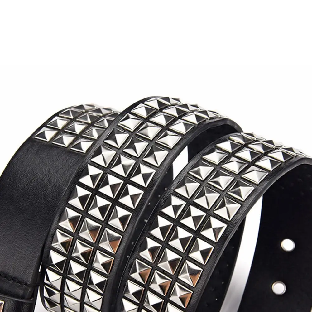 2026 New Square Bead Rivet Belt Metal Pyramid Belt Y2K Belt Designer Belt Men and Women Punk Hardware Jeans Belt Women's Belts