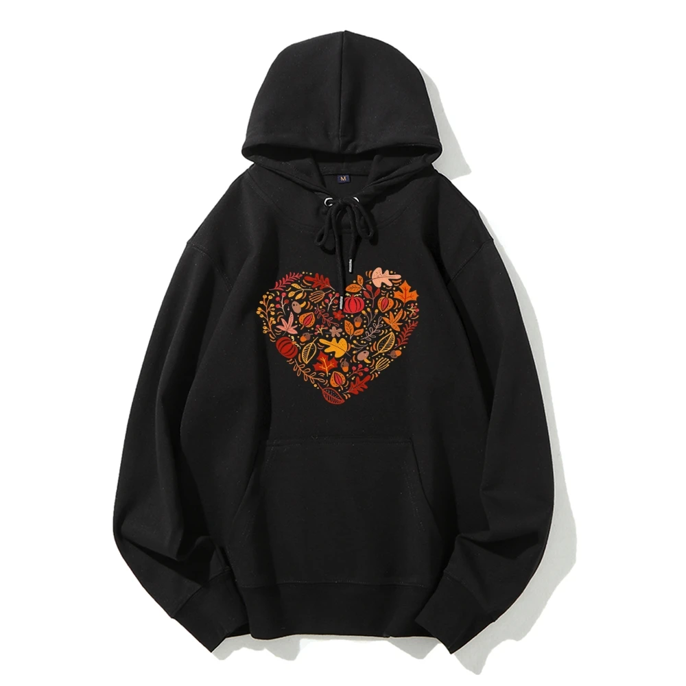 Love Flower Graphic Print Hoodie Pure Cotton High Quality Loose Shoulder Hooded Sweater Trend New Fashion Sweatshirt