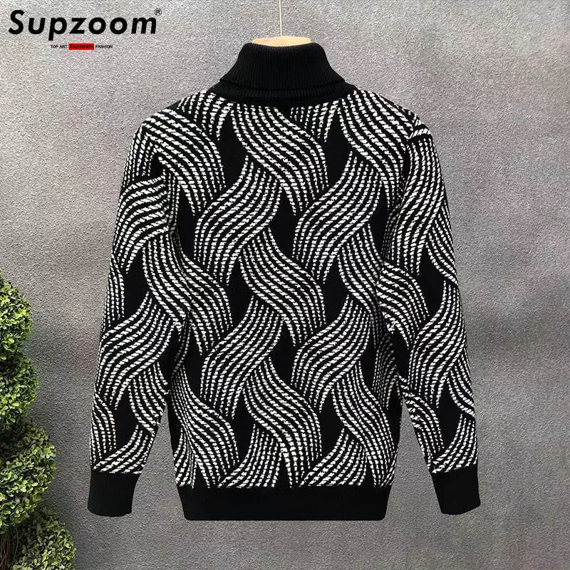 Supzoom New Arrival Top Fashion O-neck Pullovers Appliques Brand Clothing Embroidered Net Red Warm Casual Knitted Men Sweater