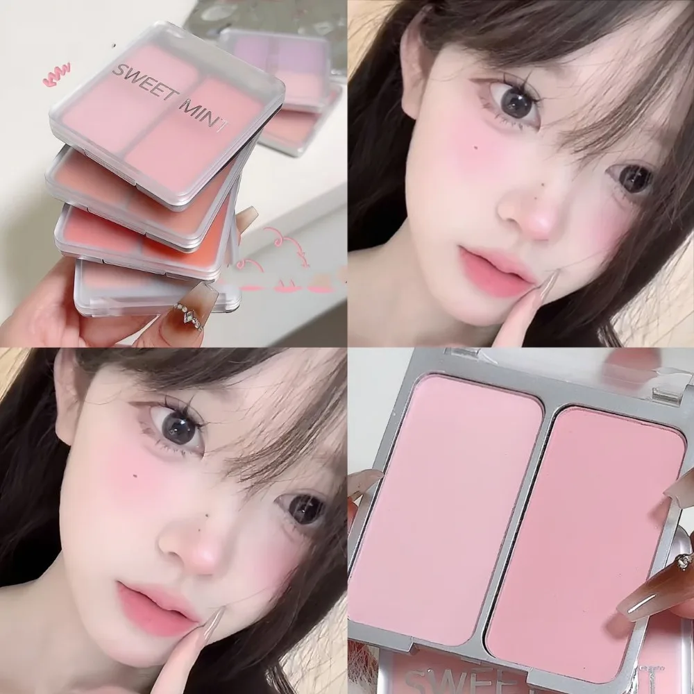 New Two-tone Blush Powder Palette Matte Natural Brighten Skin Blusher Makeup Purple Rouge Cosmetics