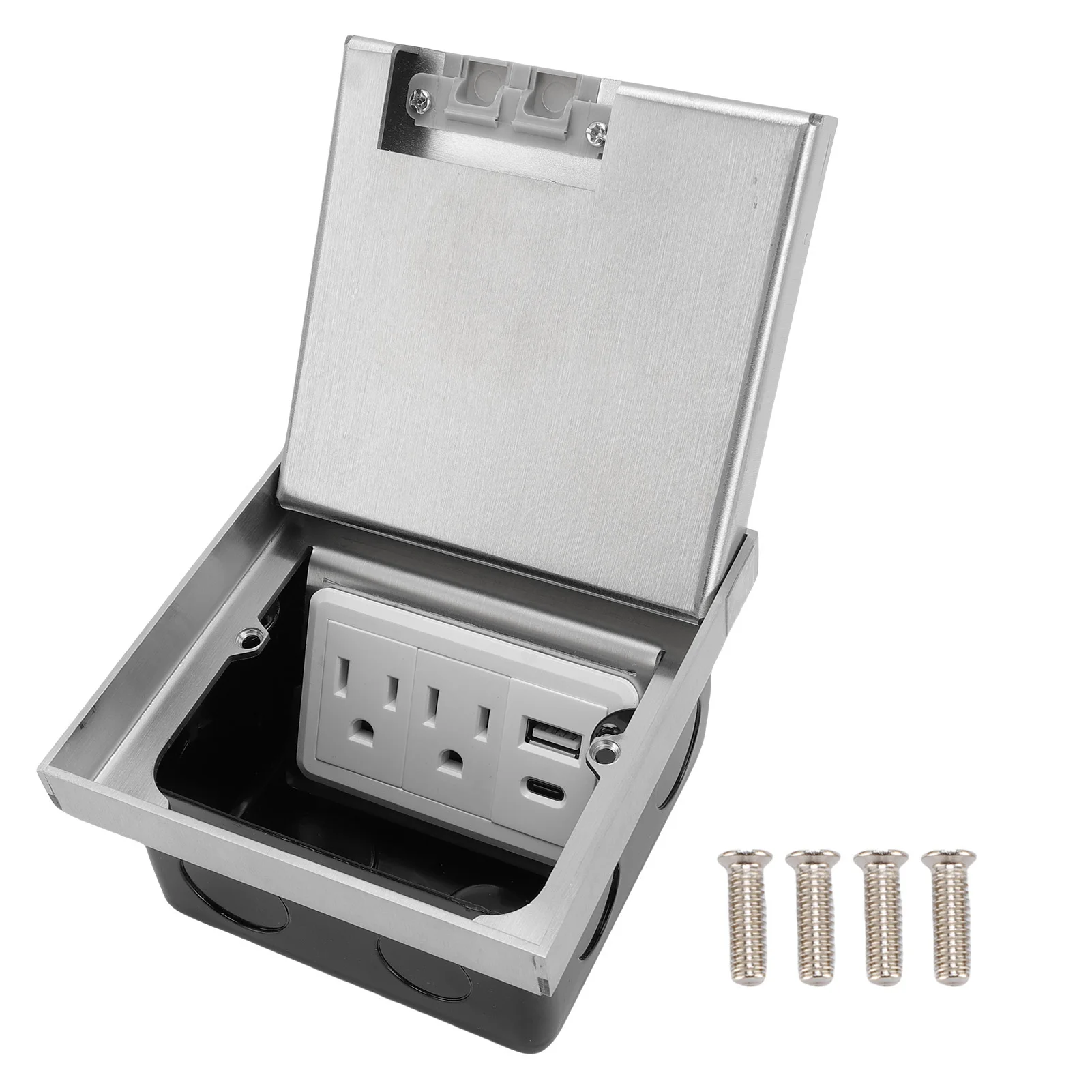 

Recessed Outlet Fireproof PC Panel Stainless Steel Casing Desk Socket Box Kit for Carpet Tile Marble Floor for Kitchen Room