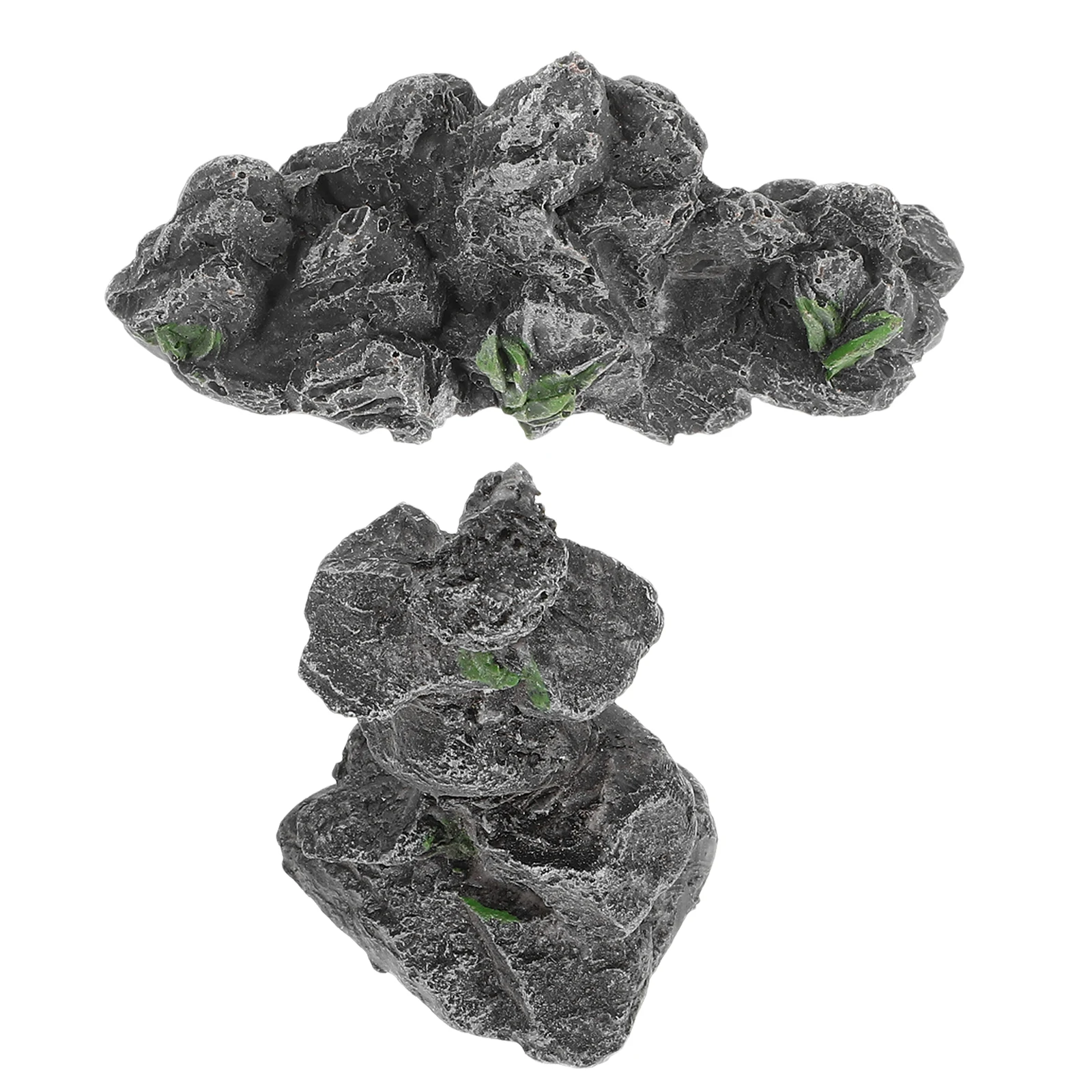 

2Pcs Miniature Rockery Ornaments Resin Artificial Mountain Micro Landscape Decor for Bonsai Fish Tank Aquarium Garden