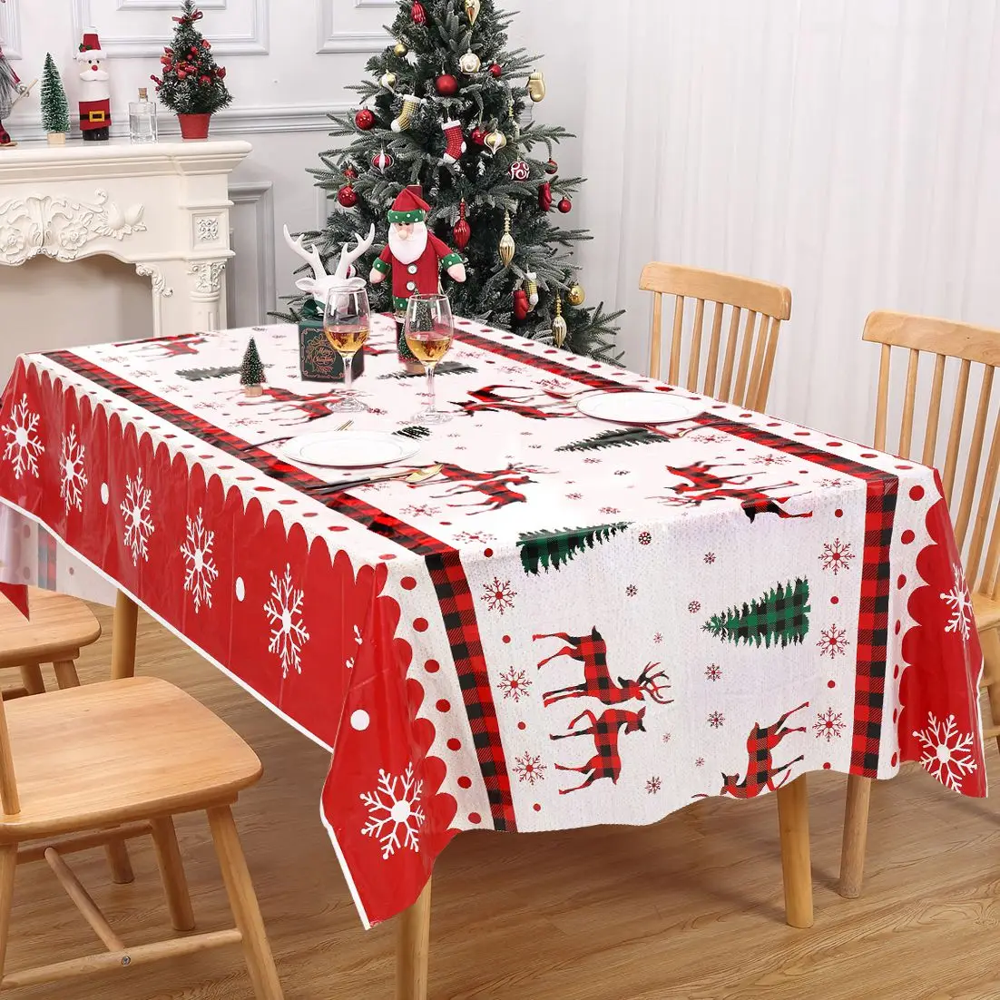 Christmas Tablecloth Merry Christmas Decorations for Home 2023 Navidad Noel Xmas Table Decor Natal Kerst Decor New Year 2024