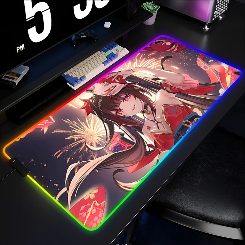 

LED Mouse Pad Laptop Gaming Dywan Gamer Keyboard Pad Honkai Star Rail Sparkle Desktop Mat RGB Table Carpet Mousepad For Computer