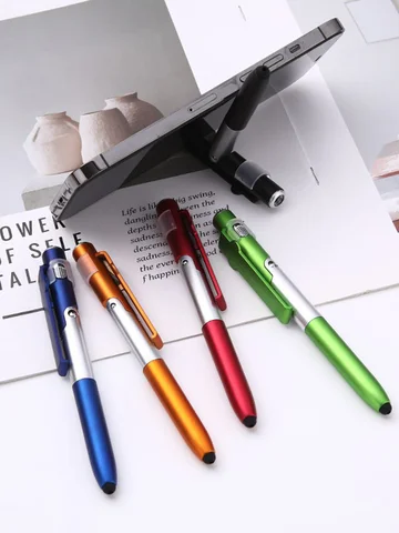 4-in-1 All-in-One Multifunction Pen: Stylus, Ballpoint Pen, LED Light, and Phone Stand for Office & School