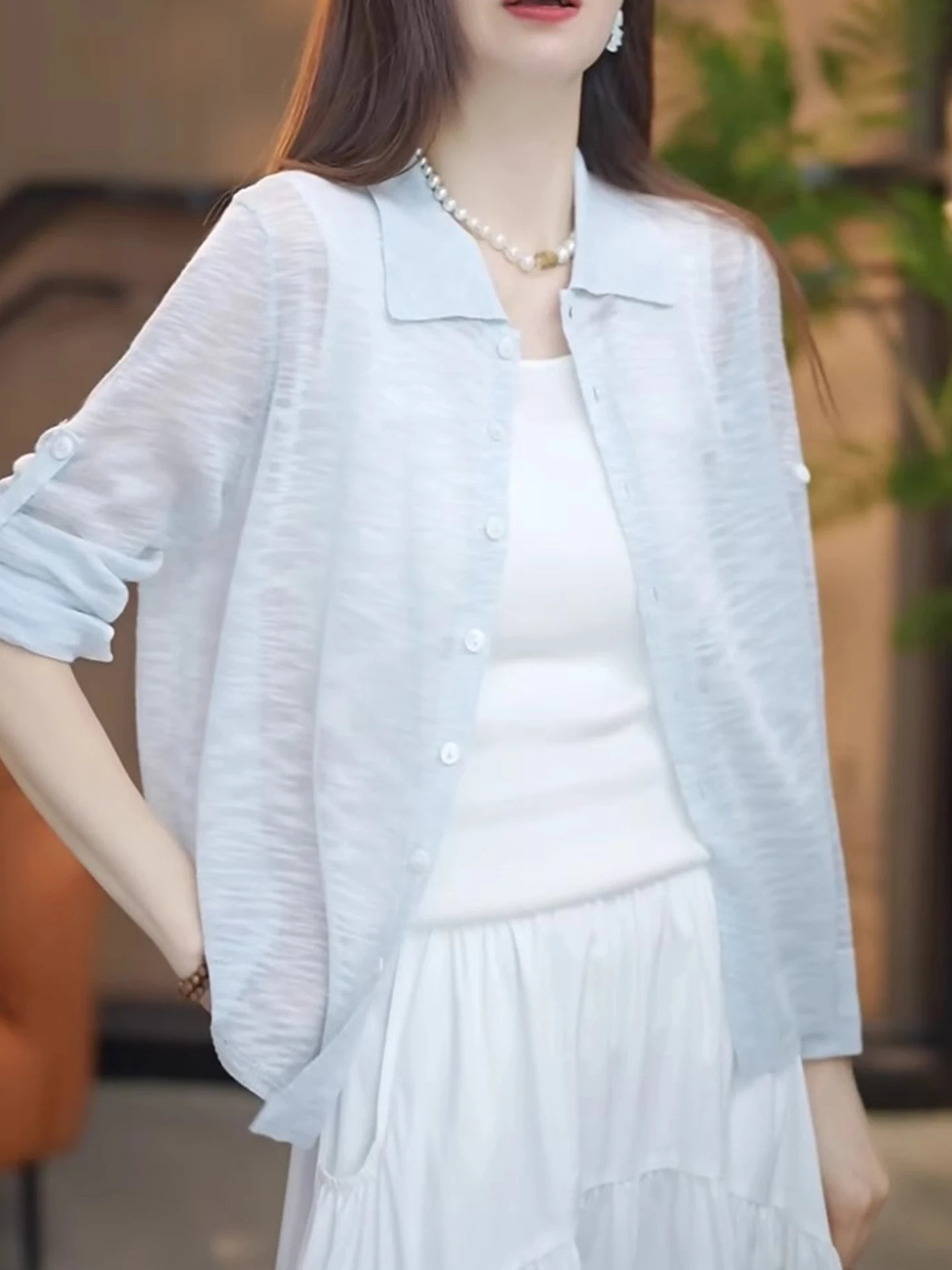 تي شيرت Laid-ba Color محبوك طويل Sve بزر واحد ملابس خارجية صيفية قابلة للتنفس للنساء مقاس البالغات