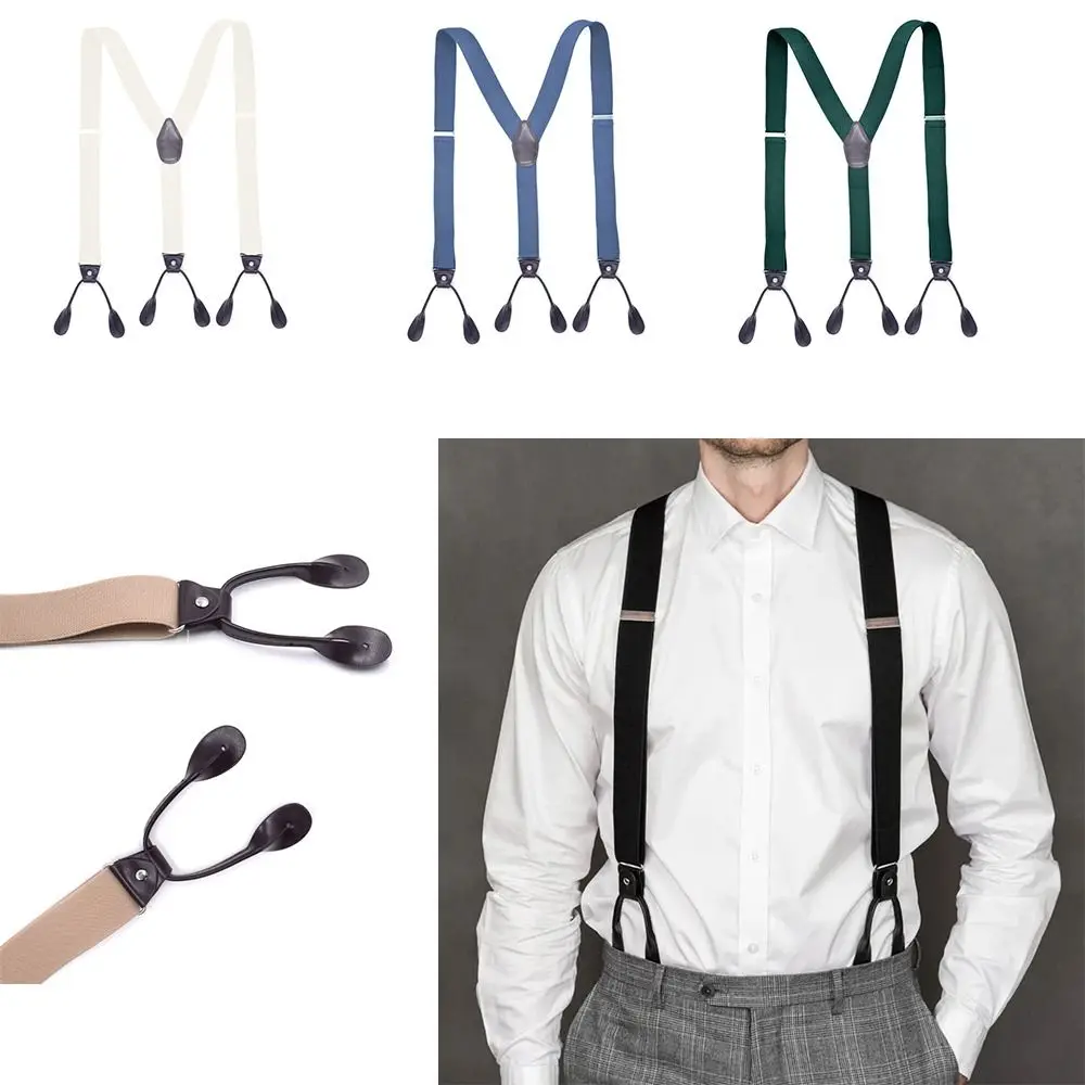 Men Women Trimmed Button End Vintage Y Shape Trouser Straps Belt Elastic Braces Braces Suspenders Adjustable Strap Clip