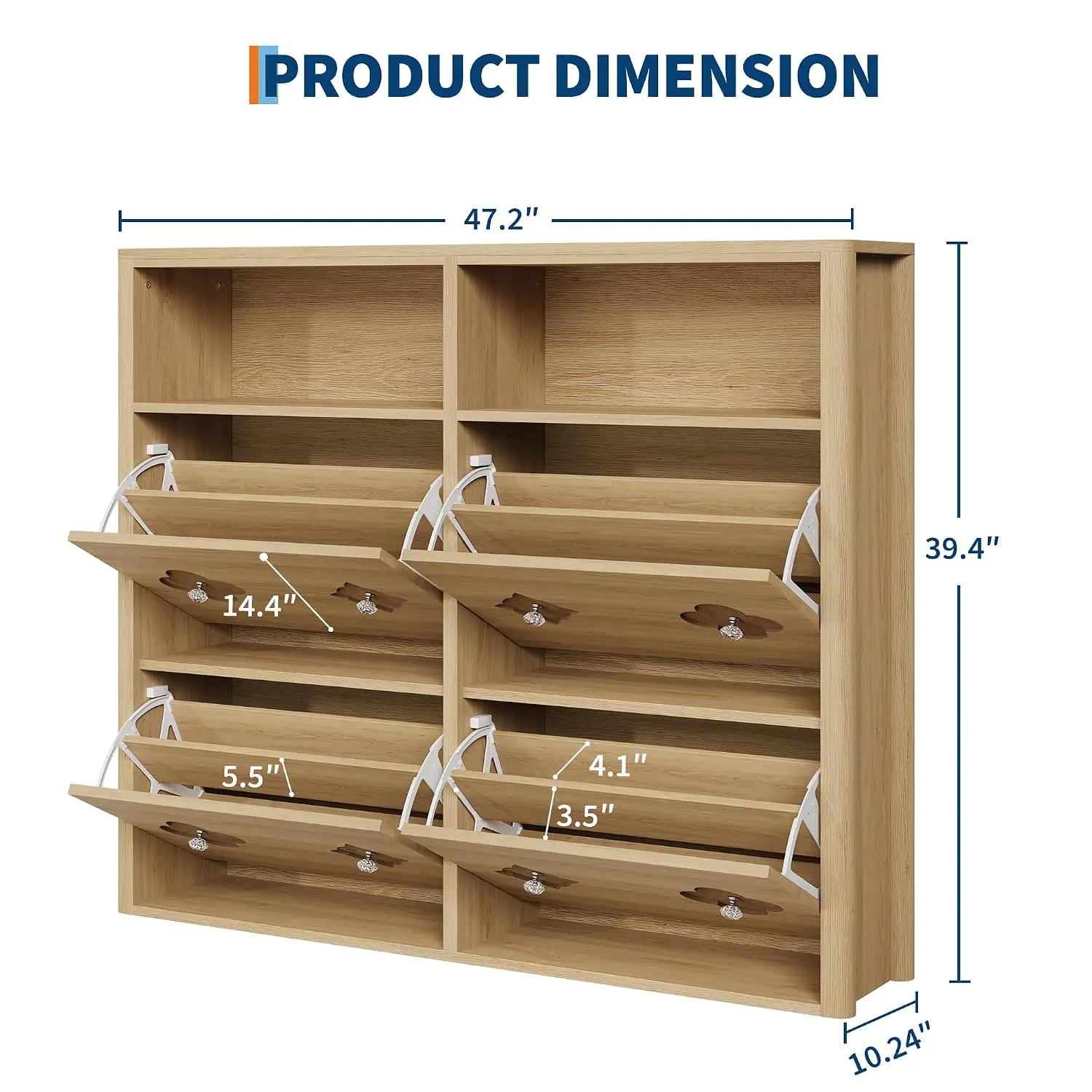 Shoe Storage Cabinet 4 Flip Drawers & Adjustable Shelves Entryway Organizer, Customized