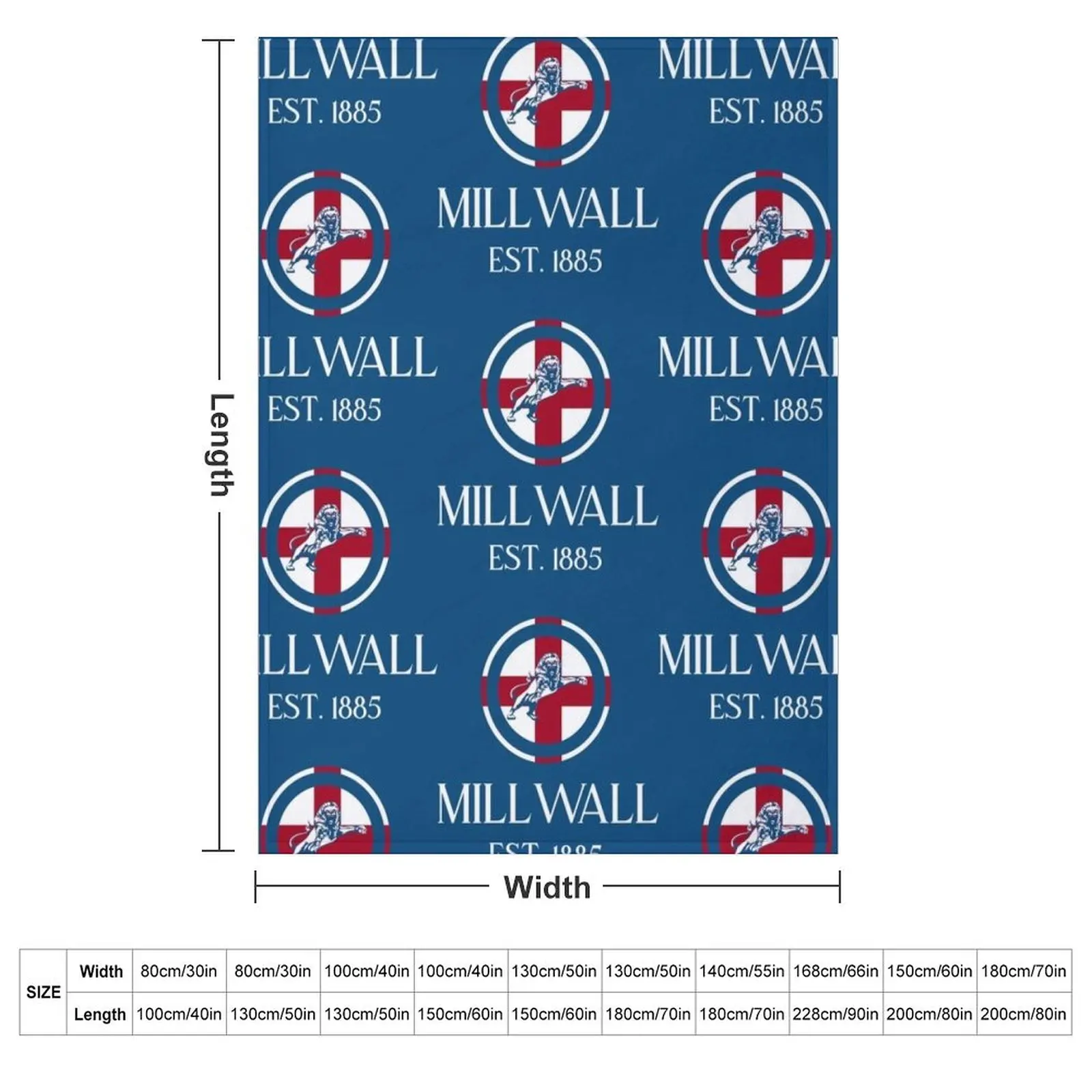 Millwall England Throw Blanket couch cozy soft plush fuzzy picnic outdoor blanket