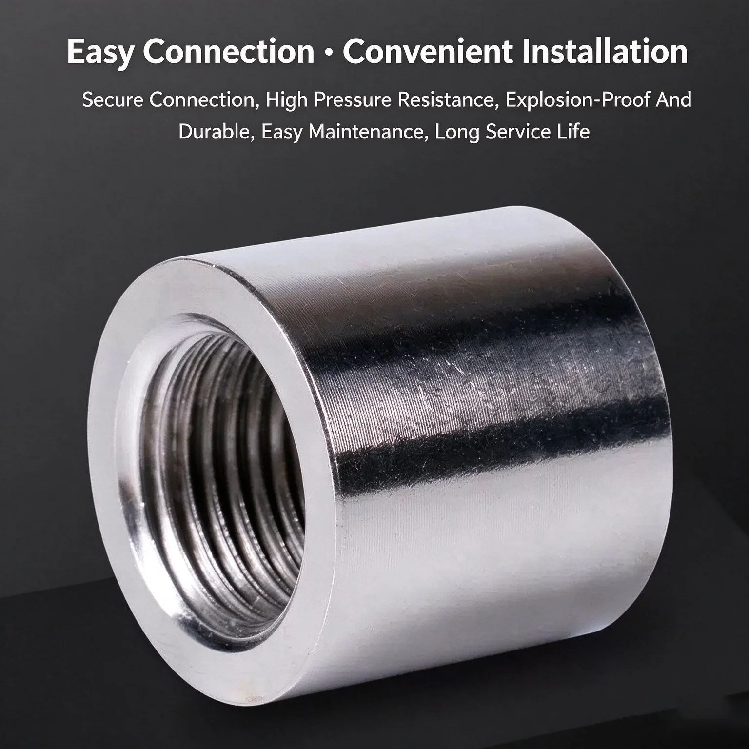 3Pcs 304 Stainless Steel Female Thread Connector, High Pressure Thickened Seamless Internal Thread Welding Explosion-proof Strai