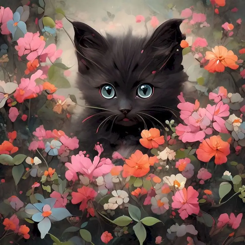 

GATYZTORY DIY Diamond Embroidery Cat Animal Mosaic Flower Picture Of Rhinestones Diamond Painting Child Gift