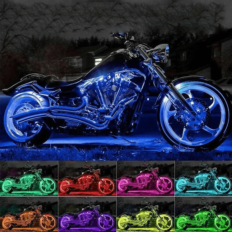 Upgrade Your Motorcycle with 12-Motor LED Strip Lights - Multi-Color Accent Glow Neon Lighting! Ws Led pixel controller Wsb Ws