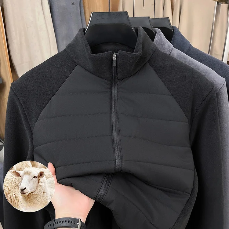 

Men's Stand Collar Jaet Coat Zipper Splicing Casual Versatile Wool Inner Warm Cotton Clothes Winter New Arrival 2025