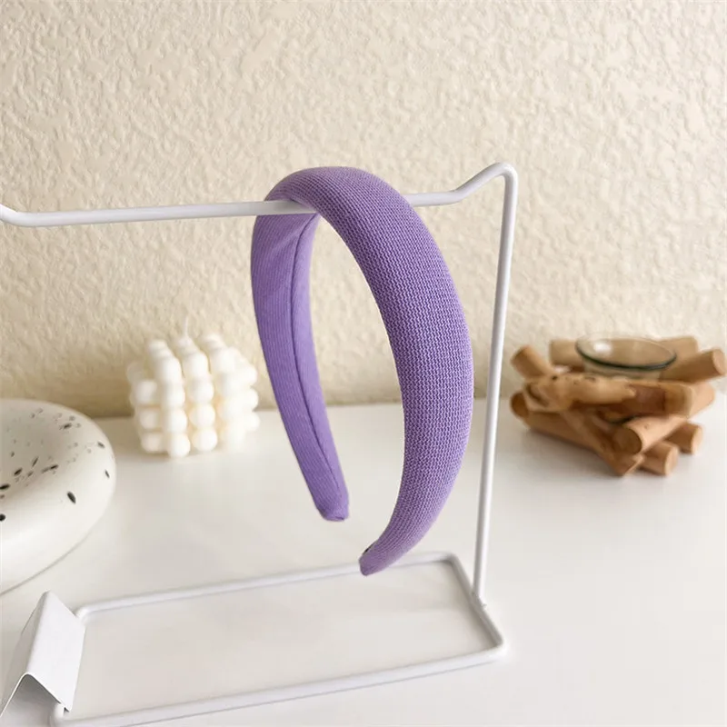 Korea Purple Headband Womens Fashion Solid Color Wide Headband Girls Cute Sweet Hairbands Hair Hoop Female Hair Accessories