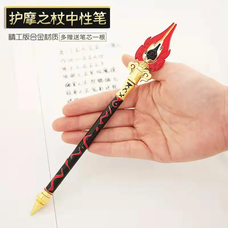 Game Genshin Impact Cosplay Wapens Zwaard Model Pen Tartaglia Metalen Zwarte Inkt Pennen Rekwisieten Briefpapier Schrijven Pen Geschenken Collectie