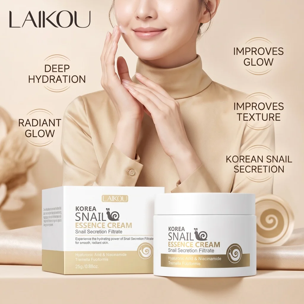 Snail Essence Cream Hyaluronic Acid Niacinamide Moisturizing Repair Skin Improve Elasticity Smoothes Fine Lines Facial Care