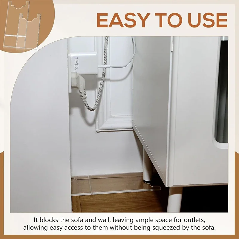 1/2PCS Clear Couch & Bed Stopper Universal Adjustable Wall Spacer For Furniture Prevents Sliding & Protects Walls Fire Safe