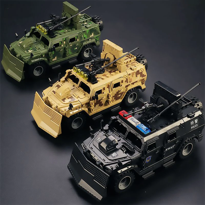 Military Building Block Toy Off-Road Armored Vehicle Car Model Assault Soldier Special Force SWAT Police Weapons Assemble Toys