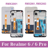 For Realme 6 Pro 6Pro RMX2061 RMX2063 LCD Display Screen Touch Digitizer With Frame For OPPO Realme6 RMX2001 LCD