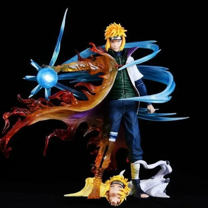 Narutos New Cartoon Figure Anime Statue Battle Namikaze Minato Glow Collection Model Toy Action Scene GK Birthday Gift