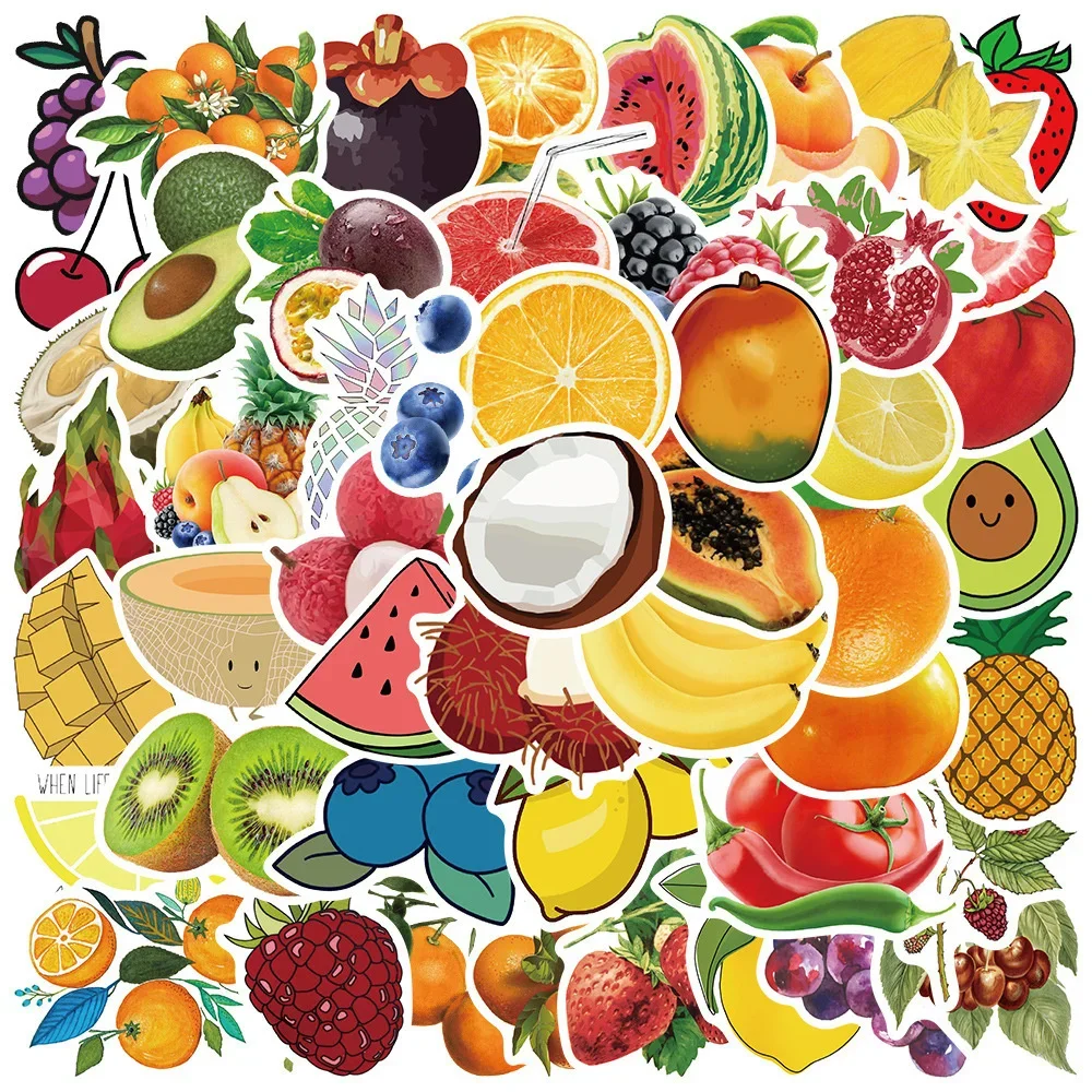 100PCS Cartoon Fruit Apple Watermelon Banana Sticker Personalized Toy  Luggage Laptop iPad Phone Case  Decoration