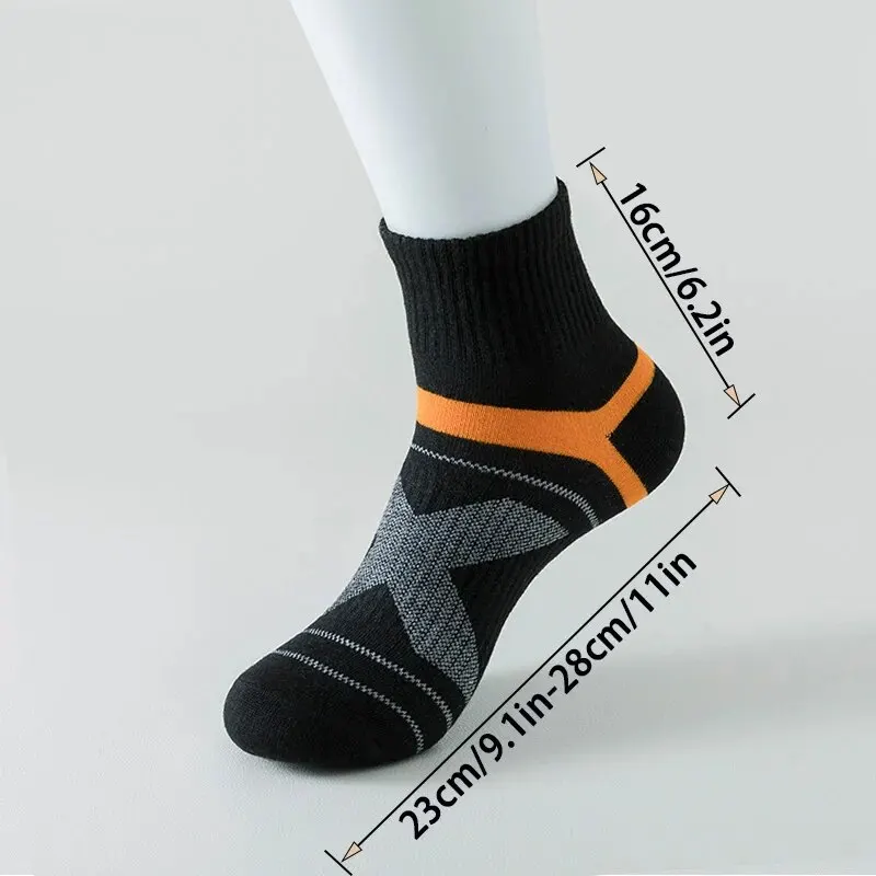 3 Pairs of MEN\'S Cotton Outdoor Sports Socks, Sweat Absorbing and Odor Resistant Cotton Running Basketball Socks, Trendy Socks