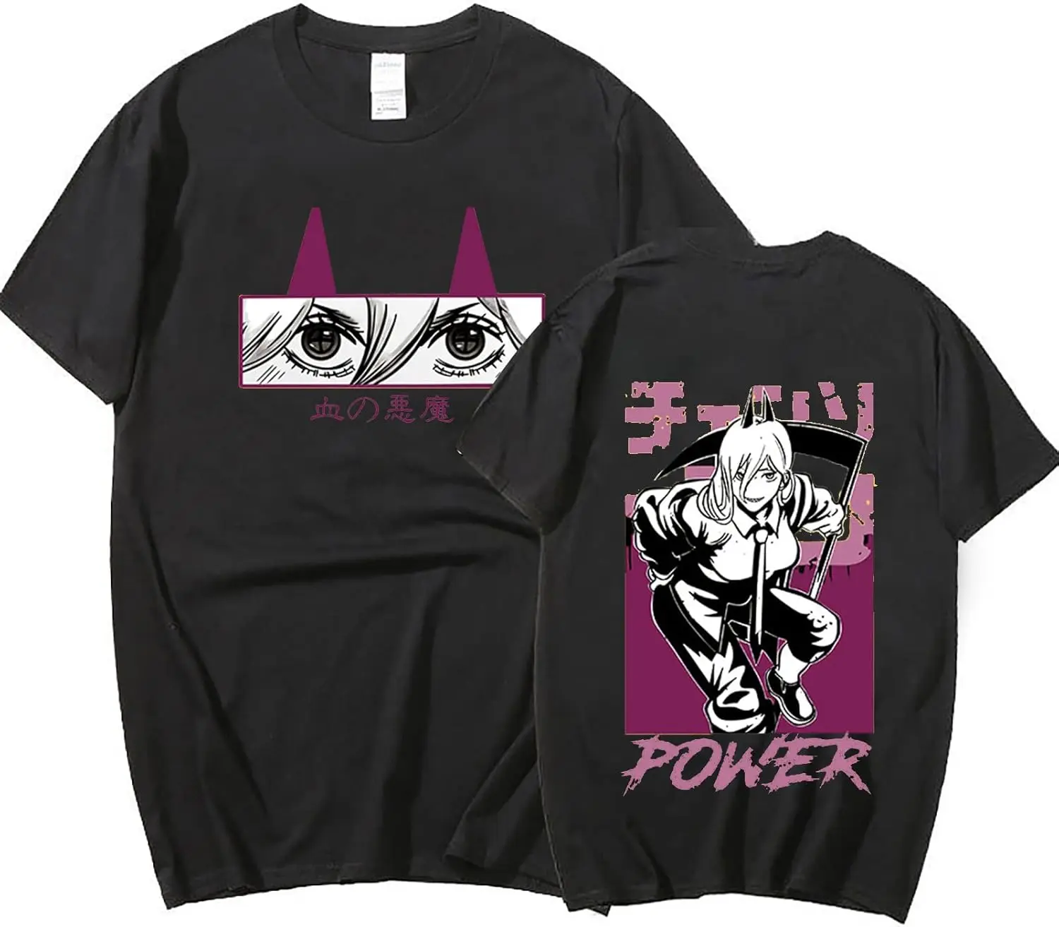 

flowereyes Chainsaw Man T-Shirts Power Pullover Sommer Neue T-Shirts Harajuku Casual Chainsaw Man Blood Devil Power T-Shirts