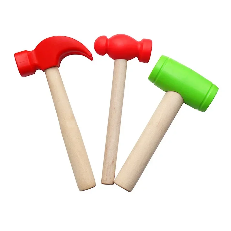 Mini Wooden Hammer Children's Learning Toy Hammer Creative DIY Wooden Woodworking Hammer Simulation Maintenance Tools 